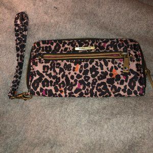 travelon leopard print nylon checkbook size wallet